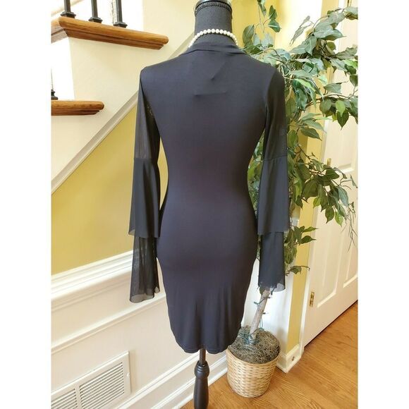 Missguided Milkmaid L/S Bodycon Dress Black Size 4 - Picture 5 of 10